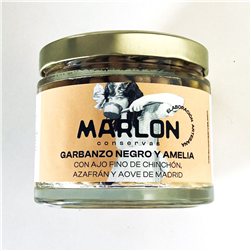 GARBANZO NOIR ET AMELIA AVEC AIL FIN DE CHINCHÓN, SAFRAN ET HUILE D'OLIVE EXTRA VIERGE DE MADRID.
