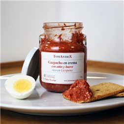 Creamy gazpacho with tuna and egg.