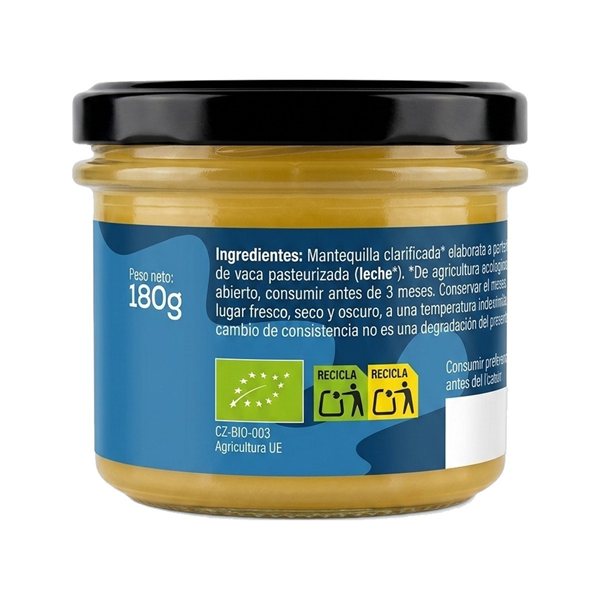 Ghee mantequilla clarificada bio 180g Vegetalia-izquierda
