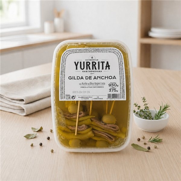 Gilda of Anchovy from the Cantabrian Sea with Extra Virgin Olive Oil 15 units Yurrita-lateral