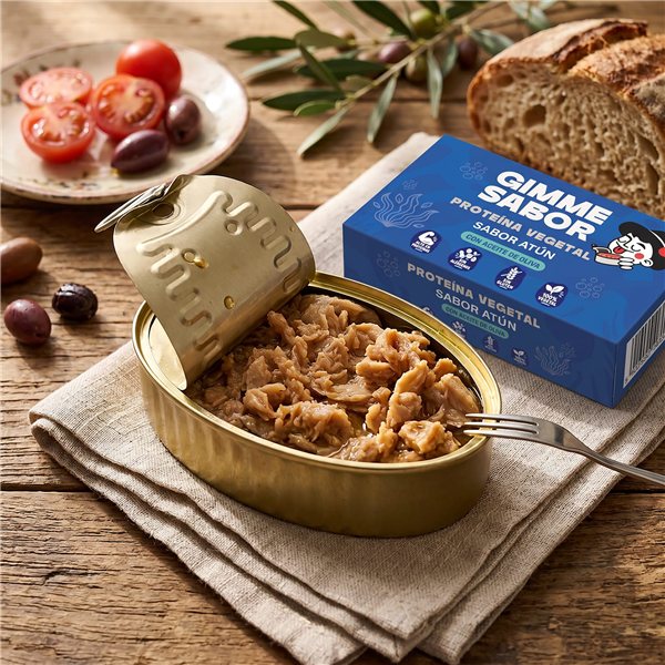 Pack de 6, Proteína vegetal sabor Atún en conserva con aceite de oliva, sin alérgenos-izquierda