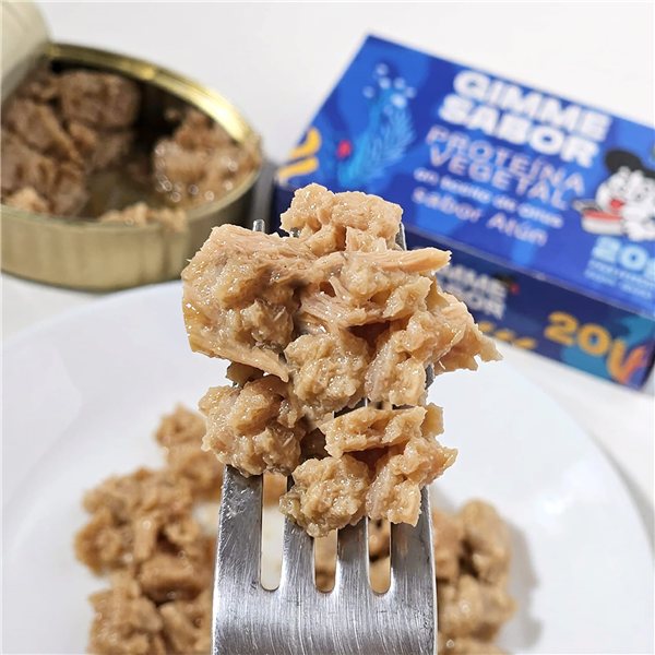 Proteína vegetal sabor Atún en conserva con aceite de oliva, 17g de proteína por lata y sin alérgenos-izquierda