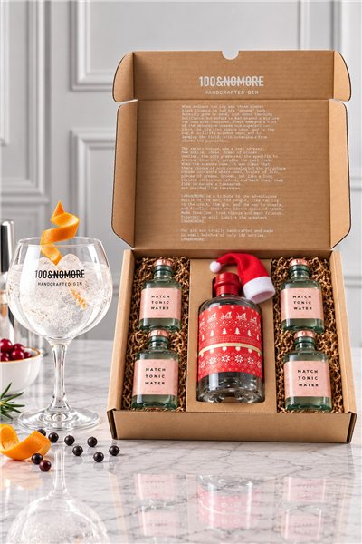 Ginebra Premium Artesanal Edición Limitada Navidad 100&NoMore-izquierda