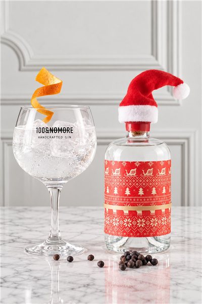 Ginebra Premium Artesanal Edición Limitada Navidad 100&NoMore-lateral