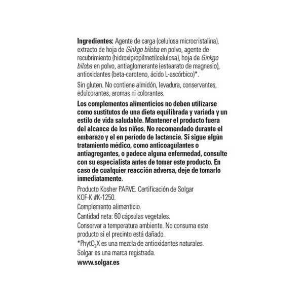 Ginkgo Biloba 60 Kapseln Solgar-lateral