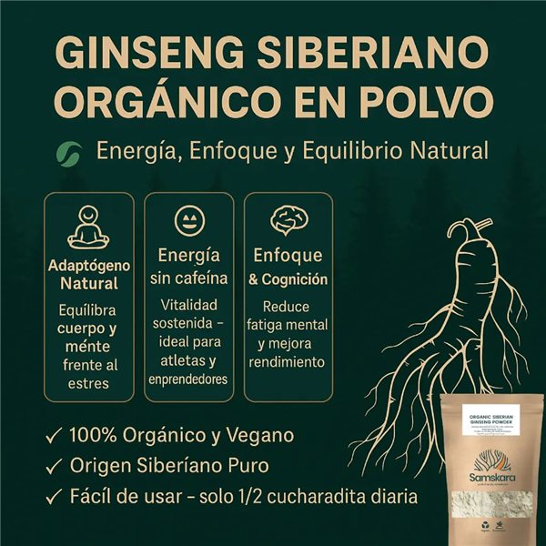 Organic Siberian Ginseng Powder - 100g-izquierda