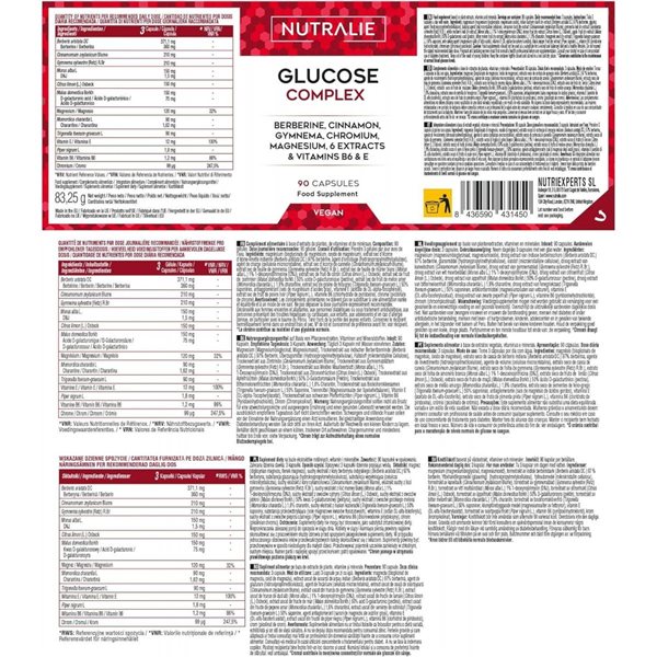 Glucosa complex con berberina, cromo y canela 90 caps Nutralie-detalle