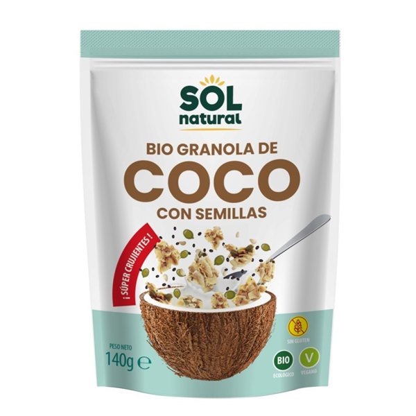 Granola crunchy de Coco con Semillas Bio 140g Sol Natural-lateral