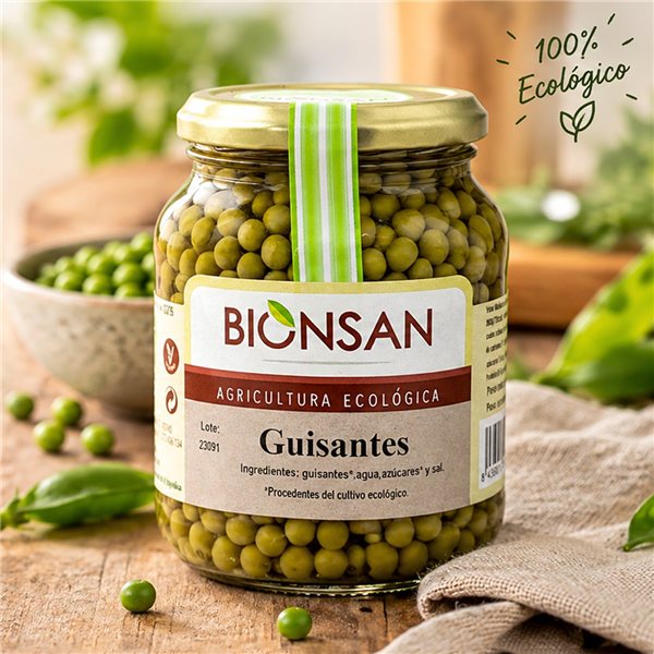 Organic Canned Peas 320g-izquierda