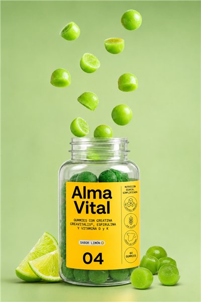Creatin-Gummies Creavitalis®, Spirulina und die Vitamine D3 und K2-trasera