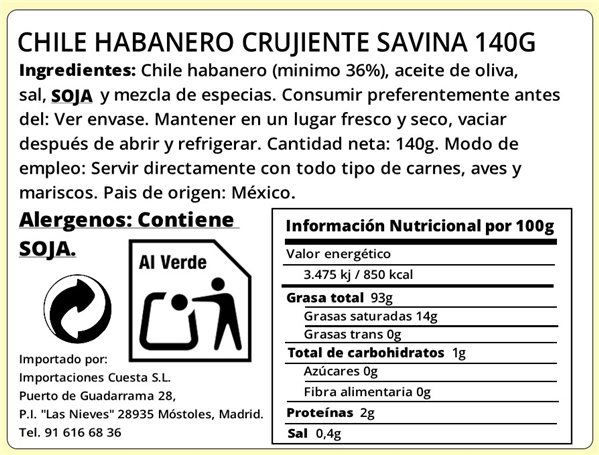 Crispy Mexican Habanero Chili 140g-detalle