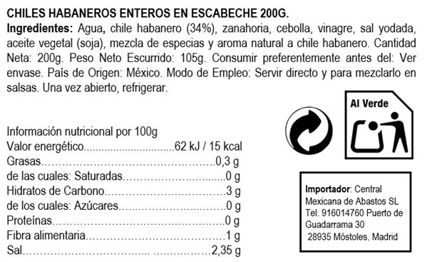 Ganzes Habanero "La Costeña" 200g-detalle