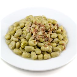 Broad beans with ham.