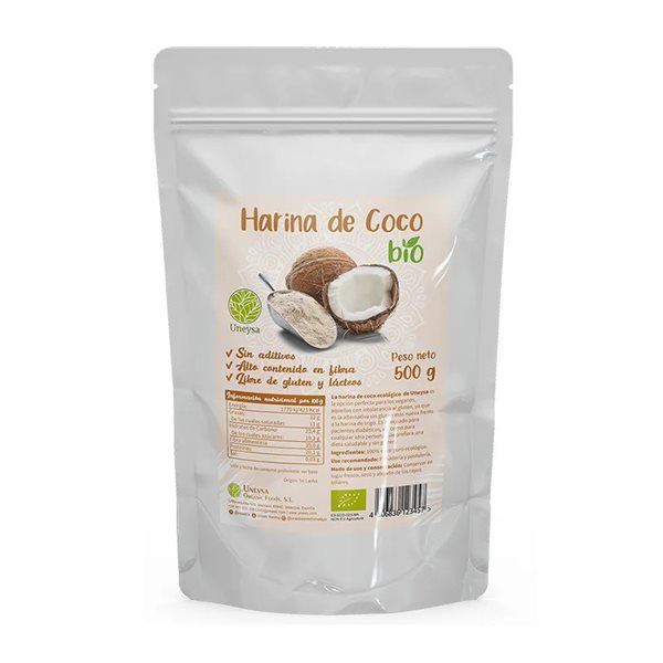 Organic coconut flour 500g Uneysa-detalle