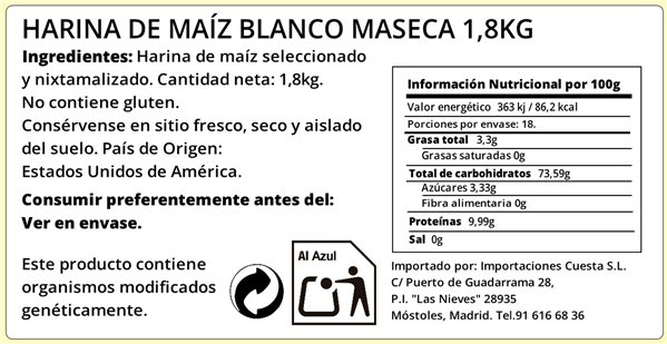 Maseca White Corn Flour 1.8kg-detalle