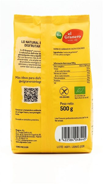 GLUTEN-FREE CHICKPEA FLOUR BIO 500 GR-detalle