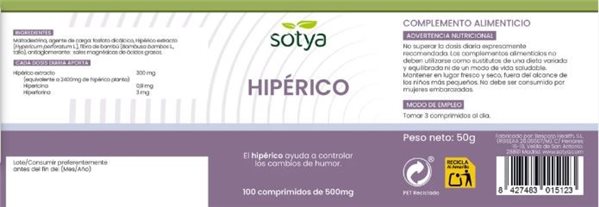 HIPERICON 500 MG 100 COMP-lateral