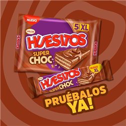 HUESITOS SUPER CHOC 5 UNID 230 GRS se traduce al francés como:

HUESITOS SUPER CHOC 5 UNITS 230 GRS. 

Nota: "HUESITOS" es el nombre de un producto específico y no se traduce.