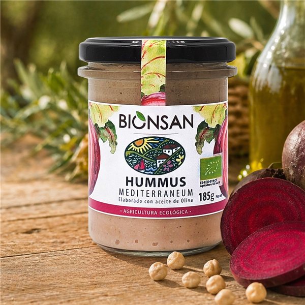 Bio Rote Bete Hummus Mediterraneum 185g-izquierda