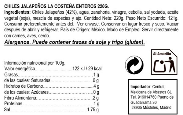 Whole Jalapeños 220g ""La Costeña"" 220g-detalle