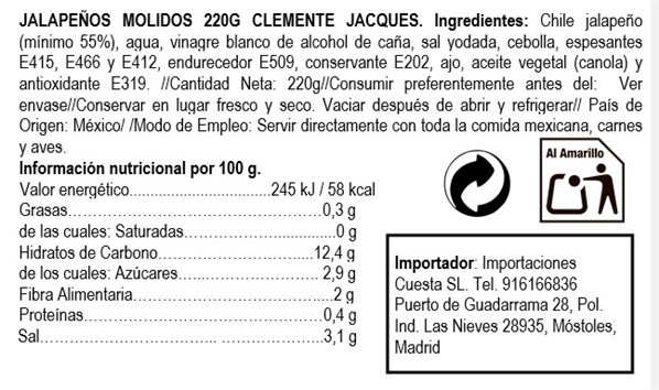 Ground Jalapeños, Clemente Jacques 220g-detalle