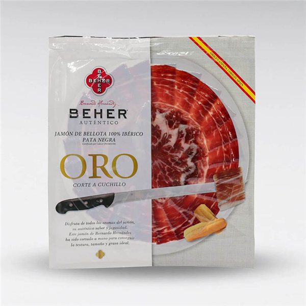 Jamón 100% Ibérico Bellota Oro Pata Negra loncheado, BEHER-detalle