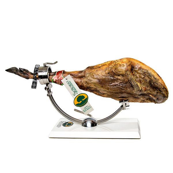 100% Iberian ham, black label, D.O.P. Dehesa de Extremadura, Señorío de Montanera-lateral