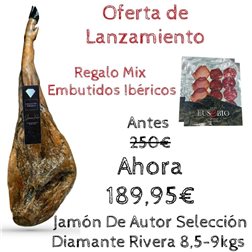 Jamón de autor Selección Diamante Rivera + 2 X 50GRS MIX EMBUTIDO