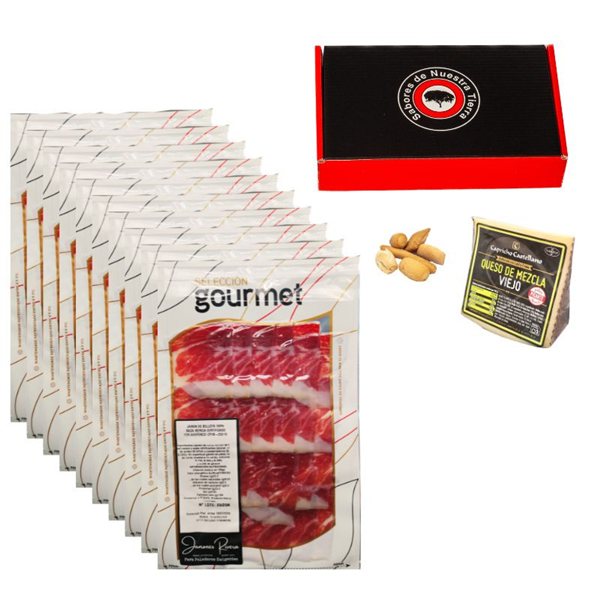 Jambon Ibérique de Bellota 100 % Rivera tranché + Cadeau : morceau de Fromage + Gressins-detalle