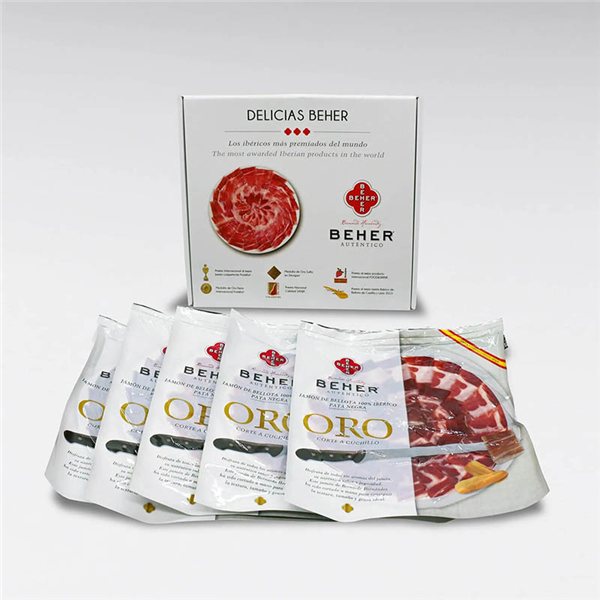 100% Bellota Ibérico Ham, Oro Pata Negra, Beher-trasera