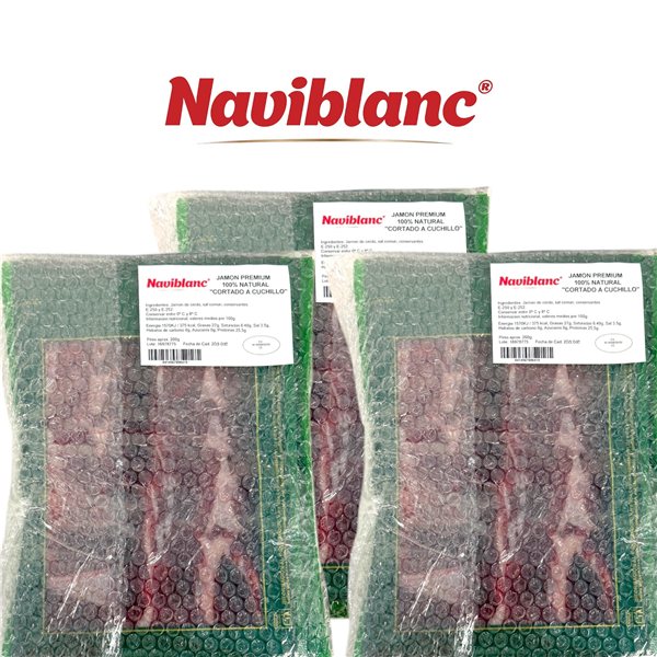JAMÓN PREMIUM 100% NATURAL ( 5 SOBRES DE 200g LONCHEADO A CUCHILLO ) 1KG-izquierda