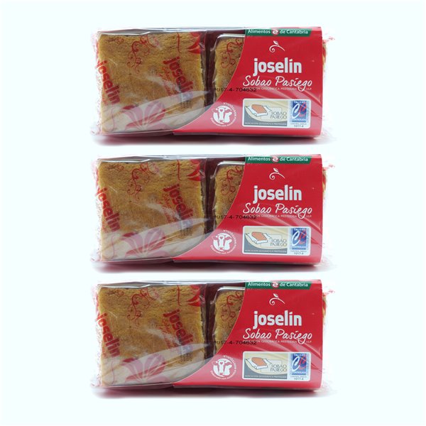 Joselín Large Pasiegos Sobao, made with Butter, IGP Controlled Quality, individually wrapped in transparent film, Pack of 4 Sobaos (600 gr)-lateral
