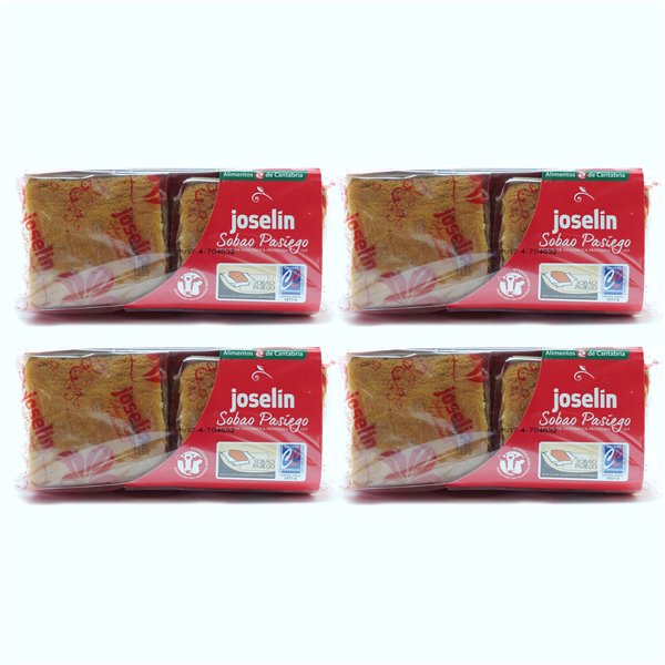 Joselín Large Pasiegos Sobao, made with Butter, IGP Controlled Quality, individually wrapped in transparent film, Pack of 4 Sobaos (600 gr)-trasera