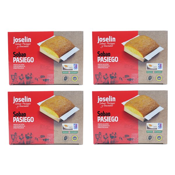 Joselín Medium Pasiegos Sobaos, made with Butter, Controlled Quality IGP Sobao Pasiego, Pack of 8 Sobaos individually wrapped in transparent film (600 gr)-trasera
