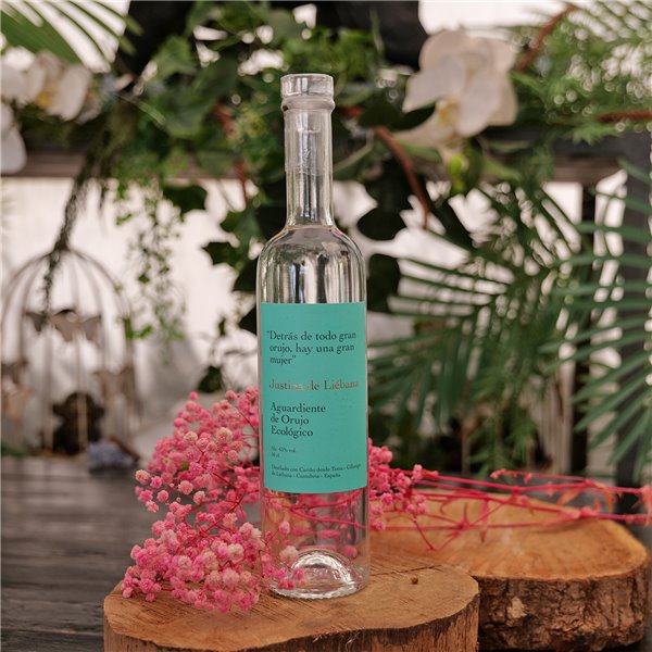 JUSTINA DE LIEBANA Aguardiente de Orujo Ecológico, Destilado Artesanal con Uva Ecológica, 43% Vol., 70 cl-lateral
