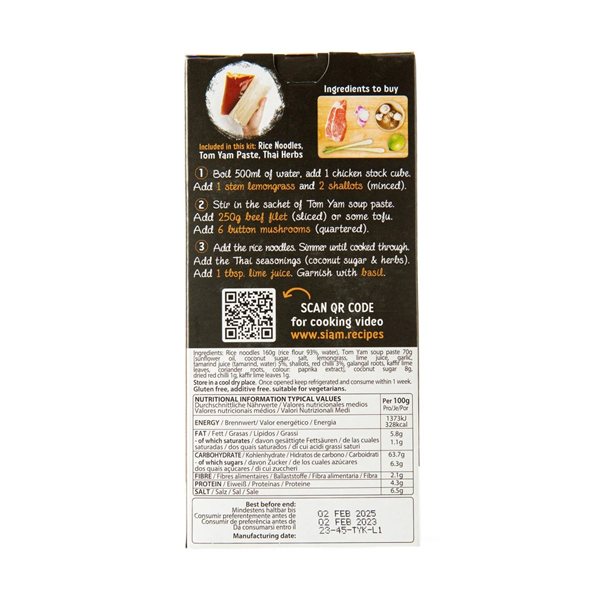 Kit sopa Tom Yam noodles 240g deSIAM-trasera