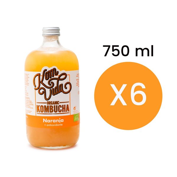 Bio Orange Kombucha 6x750ml Komvida-detalle