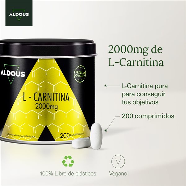 L Carnitina 2000mg  - Suplemento Pre Entreno y Recuperador Muscular - 200 Comprimidos-detalle