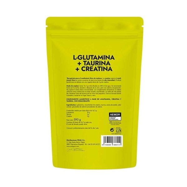 L-GLUTAMINE + TAURINE + CRÉATINE 590 gr SAVEUR PASTÈQUE-detalle
