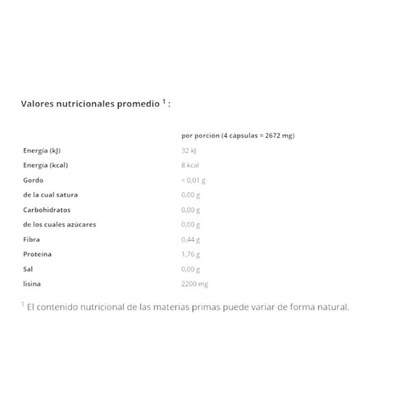 L-Lysine 120 Caps-detalle
