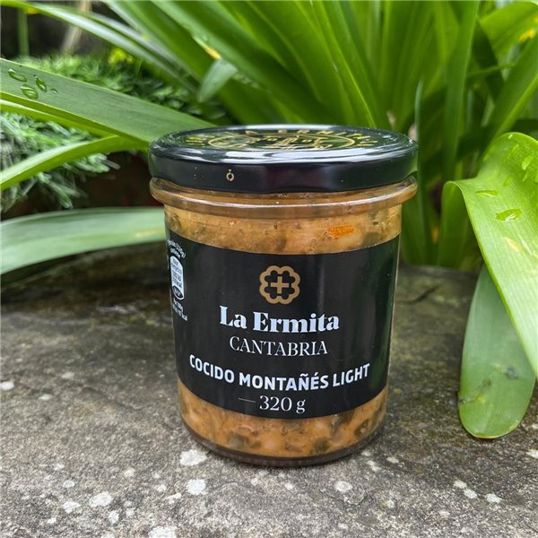 DIE KAPELLE Cocido Montañés Light, Traditionelles Kantabrisches Rezept mit Bohnen, Kohl und Würstchen, Gluten- und allergenfrei, Glasbehälter 320 g.-izquierda