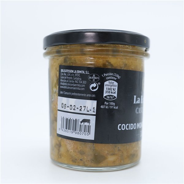 DIE KAPELLE Cocido Montañés Light, Traditionelles Kantabrisches Rezept mit Bohnen, Kohl und Würstchen, Gluten- und allergenfrei, Glasbehälter 320 g.-trasera