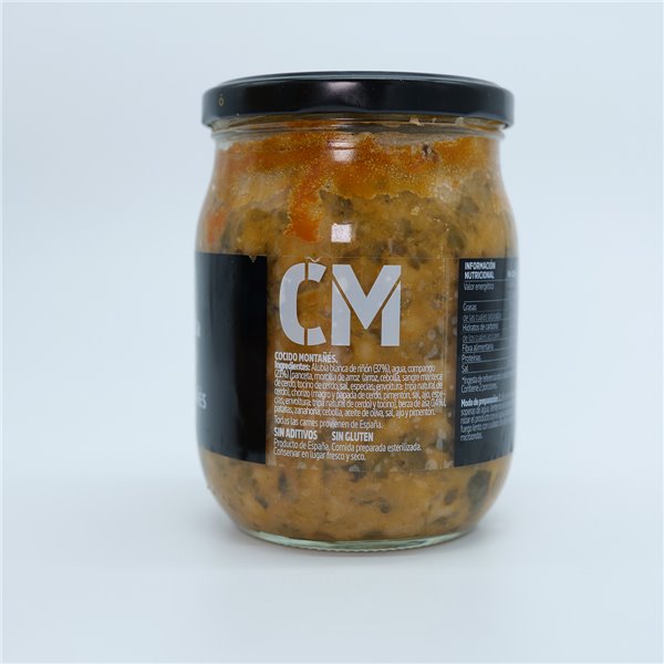 LA ERMITA Cocido Montañés Tradicional, Receta Cántabra con Alubias, Berza y Compango, Sin Gluten ni Alérgenos, Tarro de Vidrio 550 g-detalle