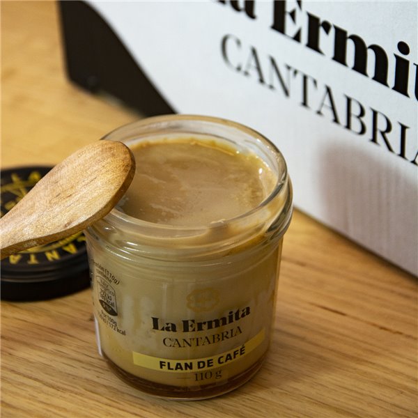 DIE EINSIEDLEREI Kaffee-Flan, handgefertigtes Dessert mit Vollmilch, Käse und natürlichem Kaffee, glutenfrei, vakuumverpackt, 110 g (Packung mit 6 Stück)-izquierda