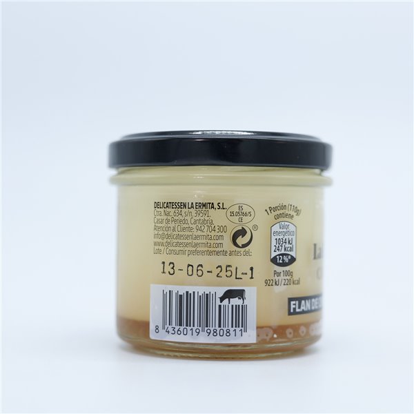 LA ERMITA Flan au chocolat blanc, dessert laitier artisanal avec lait, fromage et enrobage de chocolat blanc, sans gluten, 110 g-trasera