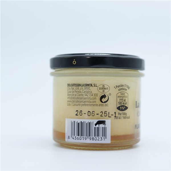 LA ERMITA Flan de Queso, Postre Artesanal con Leche Entera y Queso Blanco, Sin Gluten, Envasado al Vacío, 110 g-trasera