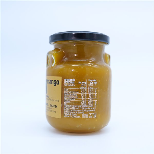LA ERMITA Mermefruta de Mango, Dulce Intenso de Mango Natural, Sin Conservantes ni Colorantes, Ideal para Postres, Yogur y Tostadas, Tarro de vidrio, 275 g-lateral