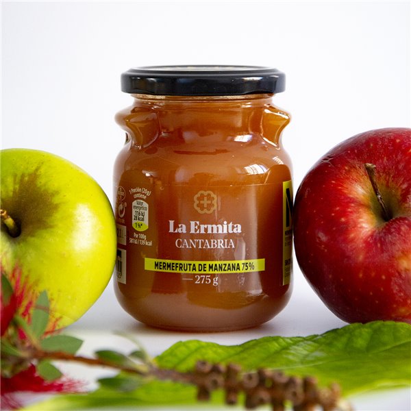 LA CAPILLA MermeFruta de Manzana, Compote Style Confiture avec 75% de Fruits, Touche de Citron, Sans Gluten ni Conservateurs, Pot en Verre 275 g-izquierda