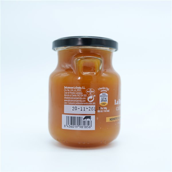 LA ERMITA MermeFruta de Melocotón, Compota Estilo Mermelada con 70% Fruta, Sabor Natural y Sin Conservantes, Tarro de Vidrio 275 g-trasera