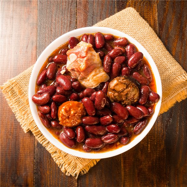 LA ERMITA Olla Ferroviaria de Alubias Rojas, Guiso Tradicional del Norte, Con Panceta, Morcilla y Chorizo, Receta Auténtica, Sin Gluten, Conserva Estéril en Tarro de Vidrio, Listo para Calentar, 550g-izquierda